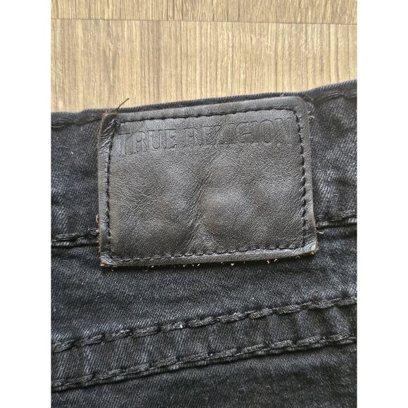 True Religion Ricky Jeans Size 38 Relaxed Straight Black Flap Pockets 38x32 - Picture 10 of 12